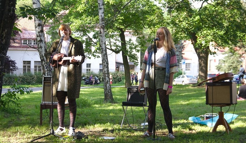 The girls performing at one of their earliest shows in Prague.